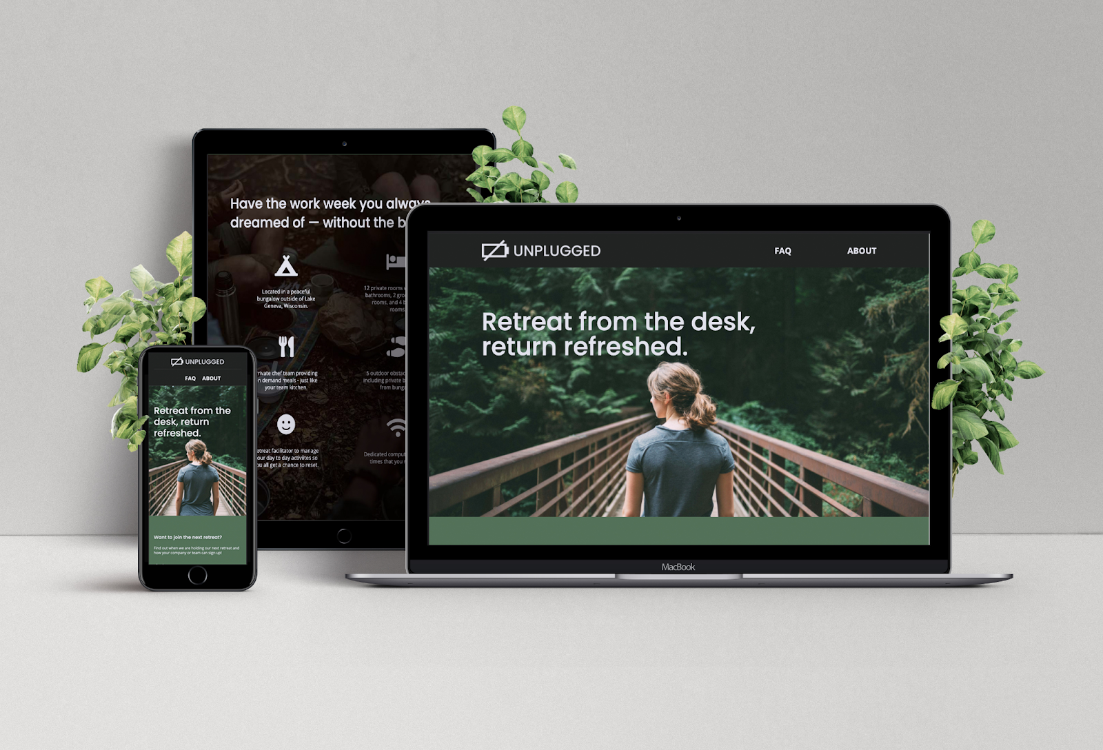 Unplugged website on various screen sizes